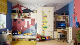 Детская комната Клаксон (Бежевый/корпус Клен) в Новосибирске - katalogmebeli.com | фото
