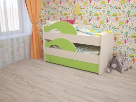 Кровать детская Радуга 1600 Млечный дуб/Салатовый в Новосибирске - katalogmebeli.com | фото