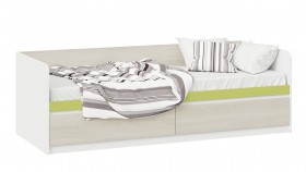Кровать «Сканди» с 2 ящиками Дуб Гарден/Белый/Зеленый в Новосибирске - katalogmebeli.com | фото