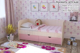 Мальвина Кровать детская 2 ящика 1.8 Розовыйй глянец в Новосибирске - katalogmebeli.com | фото