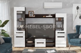 Мебель для гостиной МГС 6 (Исполнение 1/Венге/Белый глянец) в Новосибирске - katalogmebeli.com | фото 1