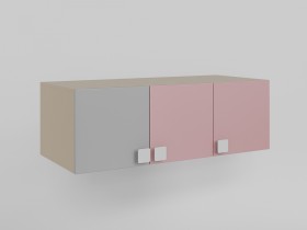 Антресоль на шкаф 3-х створчатый (Розовый/Серый/корпус Клен) в Новосибирске - katalogmebeli.com | фото 1