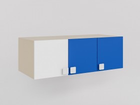 Антресоль на шкаф 3-х створчатый Скай люкс (Синий/Белый/корпус Клен) в Новосибирске - katalogmebeli.com | фото