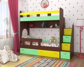 Детская двухъярусная кровать Юниор-1 Белый/Синий Распродажа в Новосибирске - katalogmebeli.com | фото 4