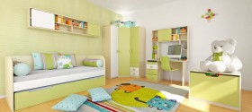 Детская комната Эппл (Зеленый/Белый/корпус Клен) в Новосибирске - katalogmebeli.com | фото 5