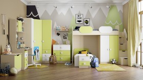 Детская комната Эппл (Зеленый/Белый/корпус Клен) в Новосибирске - katalogmebeli.com | фото 13