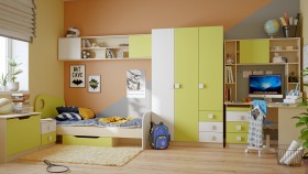 Детская комната Эппл (Зеленый/Белый/корпус Клен) в Новосибирске - katalogmebeli.com | фото 11