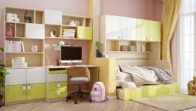 Детская комната Эппл (Зеленый/Белый/корпус Клен) в Новосибирске - katalogmebeli.com | фото 12