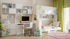 Детская комната Флер (Белый/корпус Выбеленное дерево) в Новосибирске - katalogmebeli.com | фото 2