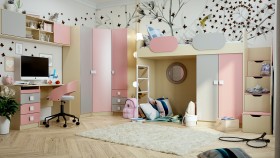 Детская комната Грэйси (Розовый/Серый/корпус Клен) в Новосибирске - katalogmebeli.com | фото