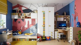 Детская комната Клаксон без машинок (Белый/корпус Клен) в Новосибирске - katalogmebeli.com | фото 1