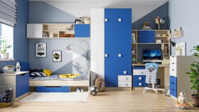 Детская комната Скай (Синий/Белый/корпус Клен) в Новосибирске - katalogmebeli.com | фото