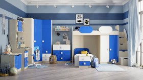 Детская комната Скай Люкс (Синий/Белый/корпус Клен) в Новосибирске - katalogmebeli.com | фото 7