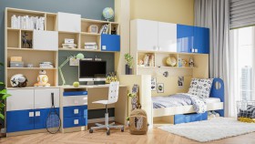Детская комната Скай Люкс (Синий/Белый/корпус Клен) в Новосибирске - katalogmebeli.com | фото 9