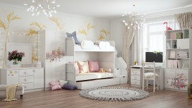 Детская комната Совушки (Белый/корпус Выбеленное дерево) в Новосибирске - katalogmebeli.com | фото 3