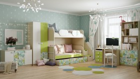 Детская комната Твит (Белый/Зеленый/корпус Клен) в Новосибирске - katalogmebeli.com | фото 4