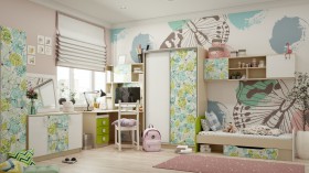 Детская комната Твит (Белый/Зеленый/корпус Клен) в Новосибирске - katalogmebeli.com | фото 1