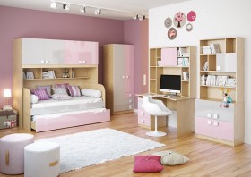 Диван-кровать Грэйси (Розовый/Серый/корпус Клен) в Новосибирске - katalogmebeli.com | фото 3