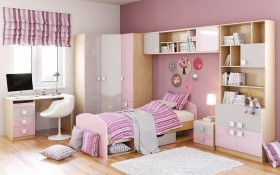 Диван-кровать Грэйси (Розовый/Серый/корпус Клен) в Новосибирске - katalogmebeli.com | фото 5