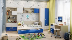 Диван-кровать Скай люкс (Синий/Белый/корпус Клен) в Новосибирске - katalogmebeli.com | фото 2