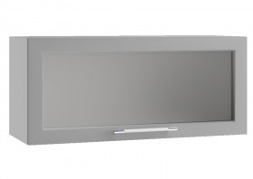Капри ПГС 800 шкаф верхний горизонтальный со стеклом (Камень темный/корпус Серый) в Новосибирске - katalogmebeli.com | фото