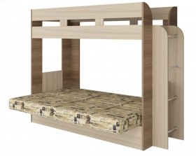 Кровать с диваном 75 Карамель Атлант (Ясень шимо темный/Светлый/Газета) в Новосибирске - katalogmebeli.com | фото
