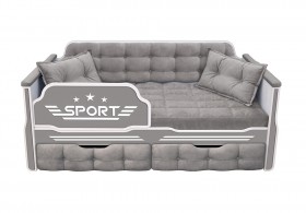 Кровать 160 серии Спорт 2 ящика 45 Серый (подушки) в Новосибирске - katalogmebeli.com | фото