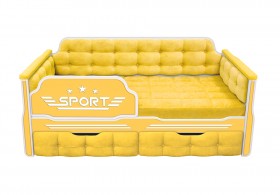 Кровать 160 серии Спорт 2 ящика 74 Жёлтый (мягкие боковые накладки) в Новосибирске - katalogmebeli.com | фото