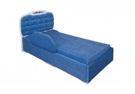 Кровать 190 Атлет Lux 29 Синий (мягкий бортик) в Новосибирске - katalogmebeli.com | фото