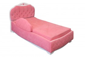 Кровать 190 Гармония Lux 36 Розовый (мягкий бортик) в Новосибирске - katalogmebeli.com | фото