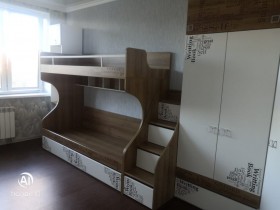 Кровать 2-х ярусная «Оксфорд» (Ривьера/Белый с рисунком) в Новосибирске - katalogmebeli.com | фото 6