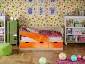 Кровать Бабочки 1,6м (Оранжевый металлик) в Новосибирске - katalogmebeli.com | фото