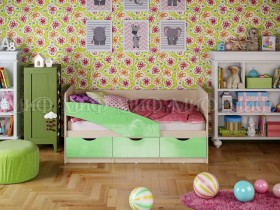 Кровать Бабочки 1,6м (Салатовый металлик) в Новосибирске - katalogmebeli.com | фото