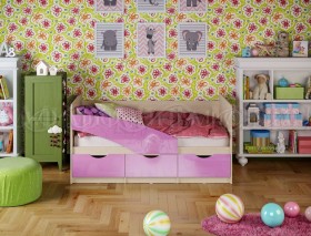 Кровать Бабочки 1,6м (Сиреневый металлик) в Новосибирске - katalogmebeli.com | фото 1