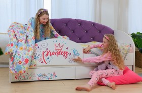 Кровать детская Эльза с бортиком Принцесса Белый/Фиолетовый в Новосибирске - katalogmebeli.com | фото