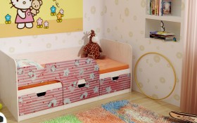 Кровать детская Минима Лего 1,86м с ящиками (дуб атланта/лиловый сад) в Новосибирске - katalogmebeli.com | фото 4