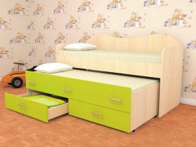 Кровать детская Нимфа двухместная 2.0 Дуб молочный/Лайм в Новосибирске - katalogmebeli.com | фото 1