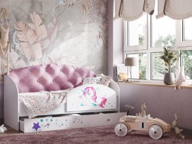 Кровать детская Звездочка Белый/Розовый в Новосибирске - katalogmebeli.com | фото