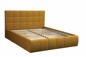 Кровать "Диана" ш. 1400 (Н=1010мм) (жаккард горчица) в Новосибирске - katalogmebeli.com | фото