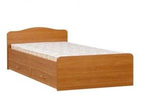 Кровать двойная с ящиками 1400-1 без матраса (круглые спинки) Вишня Оксфорд в Новосибирске - katalogmebeli.com | фото