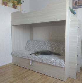 Кровать двухъярусная с диваном (Беленый дуб) в Новосибирске - katalogmebeli.com | фото
