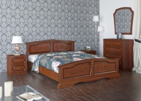 Кровать Елена из массива сосны 1200*2000 Орех в Новосибирске - katalogmebeli.com | фото 1