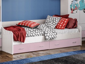 Кровать Fashion-1 Вега 0,9 м (Белый/Розовый) в Новосибирске - katalogmebeli.com | фото