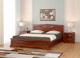 Кровать Карина-7 из массива сосны 1400*2000 Орех в Новосибирске - katalogmebeli.com | фото