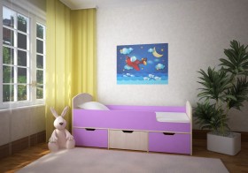 Кровать Малыш-мини Дуб молочный/Ирис в Новосибирске - katalogmebeli.com | фото 1