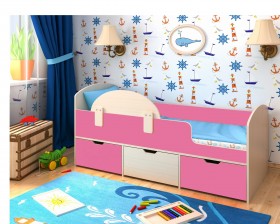 Кровать Малыш-мини Дуб молочный/Розовый в Новосибирске - katalogmebeli.com | фото