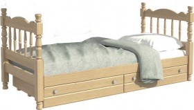 Кровать одинарная Аленка из массива сосны 800*1890 Сосна в Новосибирске - katalogmebeli.com | фото 1
