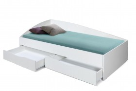 Кровать одинарная "Фея - 3" (асимметричная) (2000х900) New/(белый / белый / ДВПО белый) в Новосибирске - katalogmebeli.com | фото 3