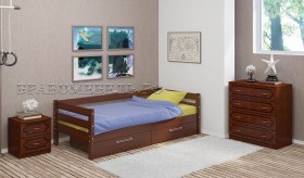 Кровать одинарная ГЛОРИЯ из массива сосны  900*2000 (Орех) в Новосибирске - katalogmebeli.com | фото
