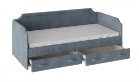 Кровать с мягкой обивкой и ящиками «Кантри» Тип 1 (900) (Замша синяя) в Новосибирске - katalogmebeli.com | фото 2